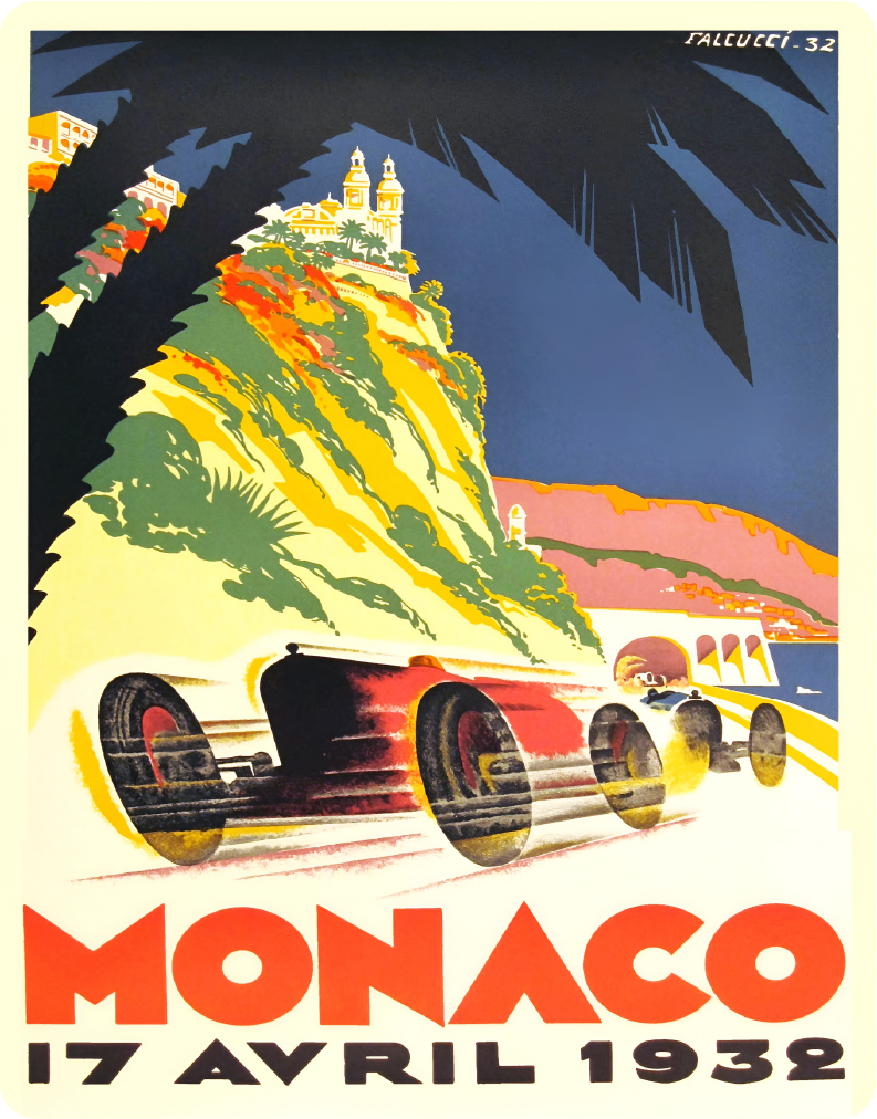1932 Monaco Grand Prix Race – Large 11x14" Magnetic Wall or Fridge Art | Damage-Free Home & Dorm Décor by UARTWORK