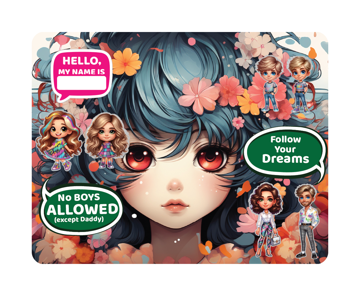 Anime Girl - Magnetic Playset | Large 11x14" | Modern & Whimsical | Montessori STEM Play