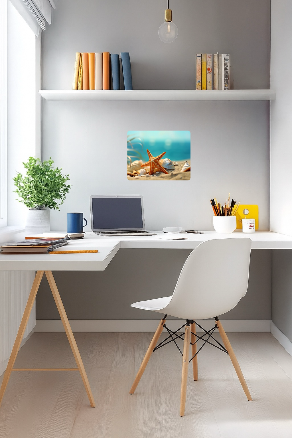 Beautiful Beach Scene with Starfish and Seashells - Large 11x14" Magnetic Wall or Fridge Art | Damage-Free Home & Dorm Décor by UARTWORK