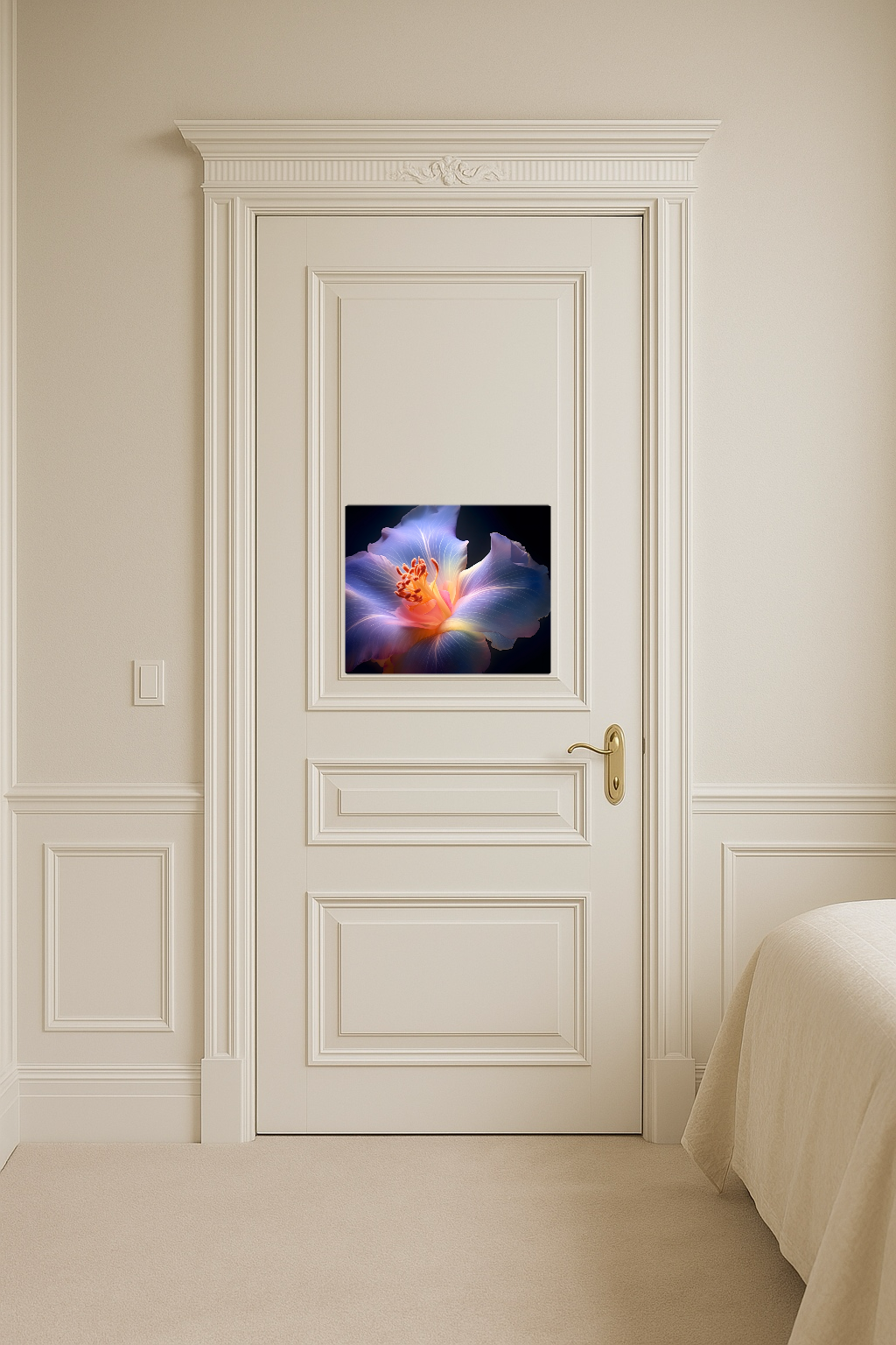 Beautiful Picture of a Blue and Orange Hibiscus Flower on Black Background - Large 11x14" Magnetic Wall or Fridge Art | Damage-Free Home & Dorm Décor by UARTWORK