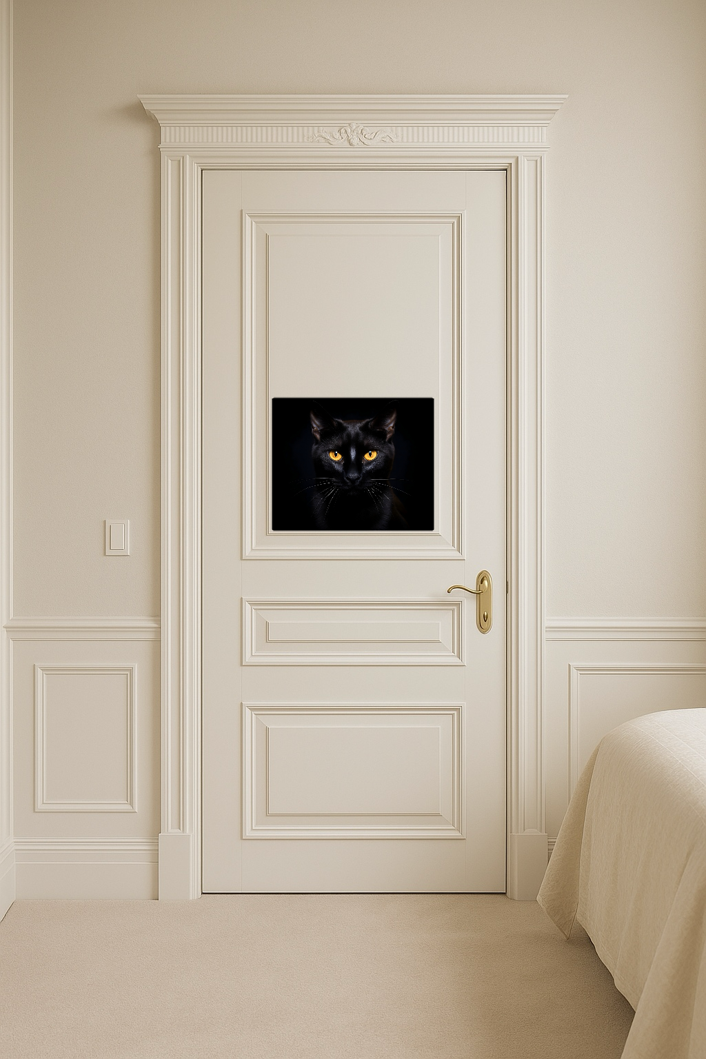 Close-up of a Black Cat with Yellow Eyes - Large 11x14" Magnetic Wall or Fridge Art | Damage-Free Home & Dorm Décor by UARTWORK
