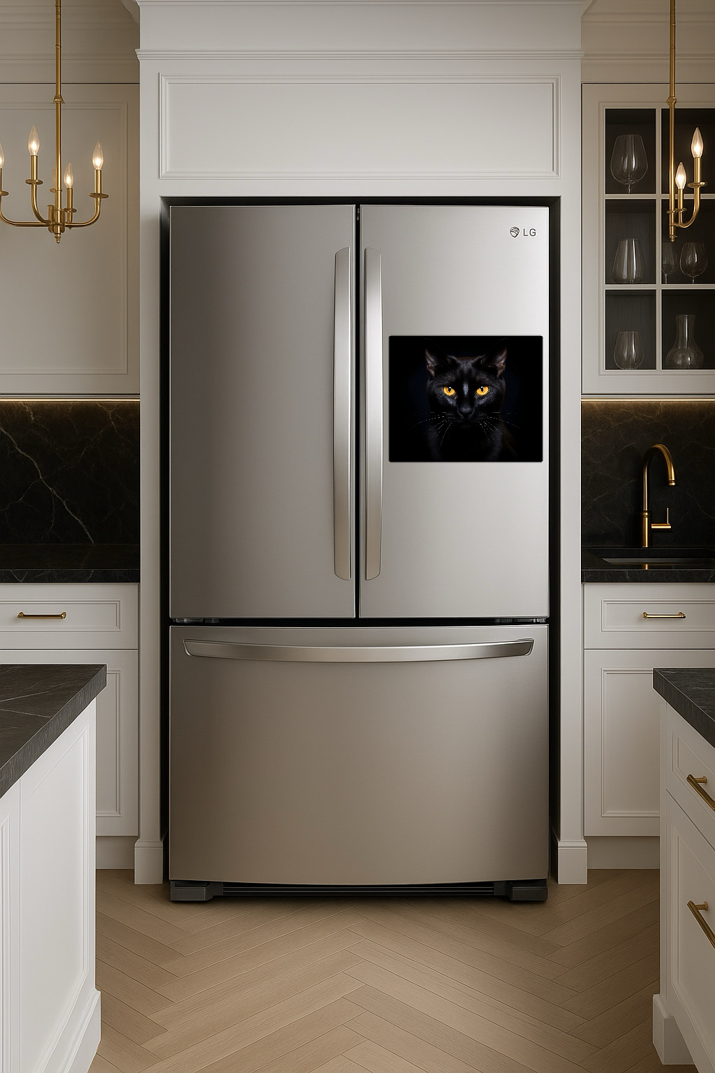 Close-up of a Black Cat with Yellow Eyes - Large 11x14" Magnetic Wall or Fridge Art | Damage-Free Home & Dorm Décor by UARTWORK