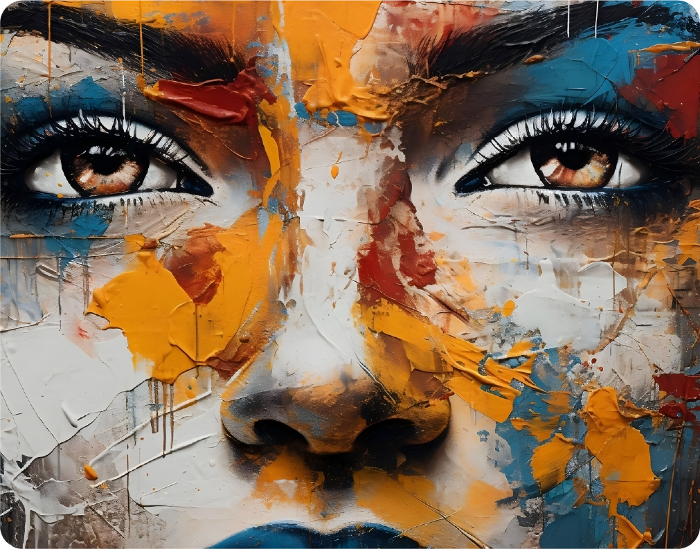 Colorful Face Paint Artwork of a Contemplative Woman - Large 11x14" Magnetic Wall or Fridge Art | Damage-Free Home & Dorm Décor by UARTWORK