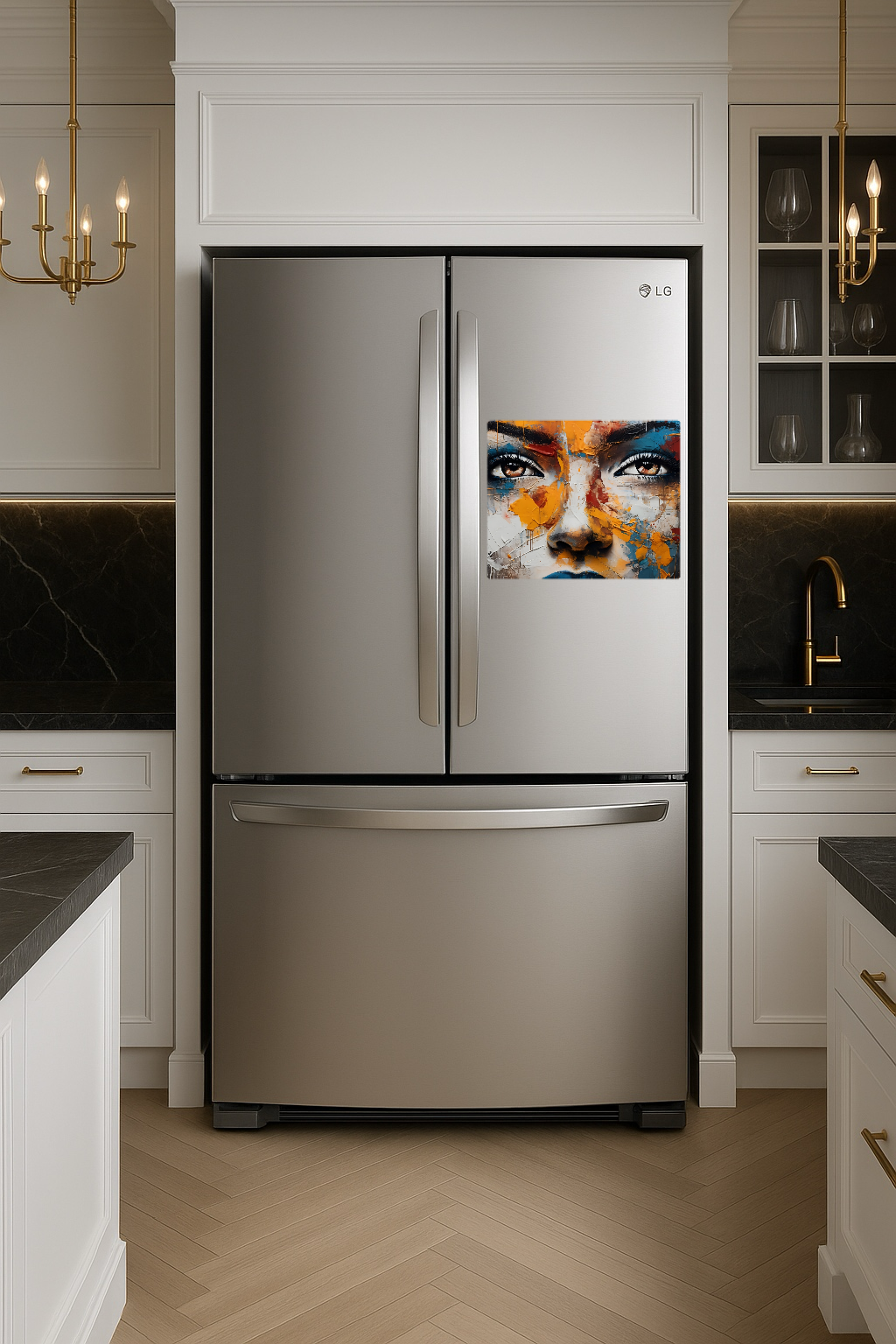 Colorful Face Paint Artwork of a Contemplative Woman - Large 11x14" Magnetic Wall or Fridge Art | Damage-Free Home & Dorm Décor by UARTWORK