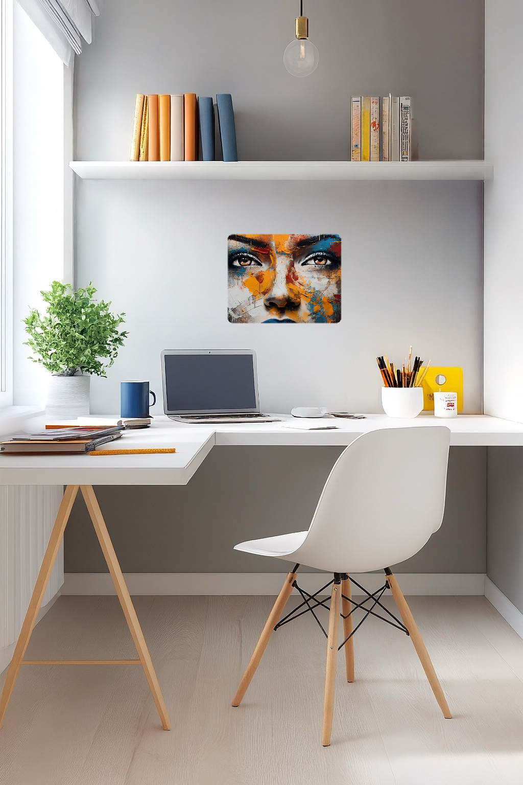 Colorful Face Paint Artwork of a Contemplative Woman - Large 11x14" Magnetic Wall or Fridge Art | Damage-Free Home & Dorm Décor by UARTWORK