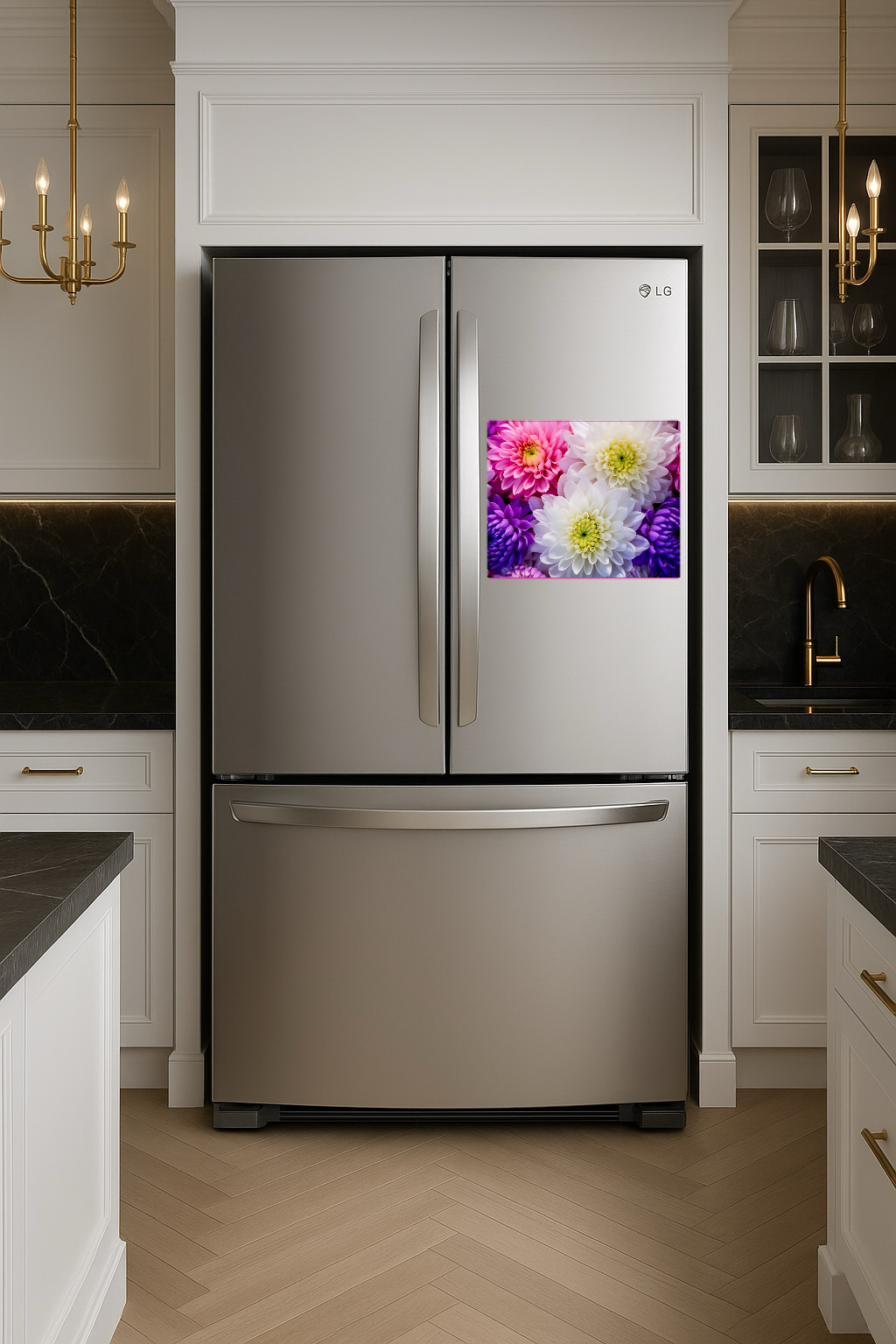 Colorful Flowers in Circular Arrangement - Large 11x14" Magnetic Wall or Fridge Art | Damage-Free Home & Dorm Décor by UARTWORK