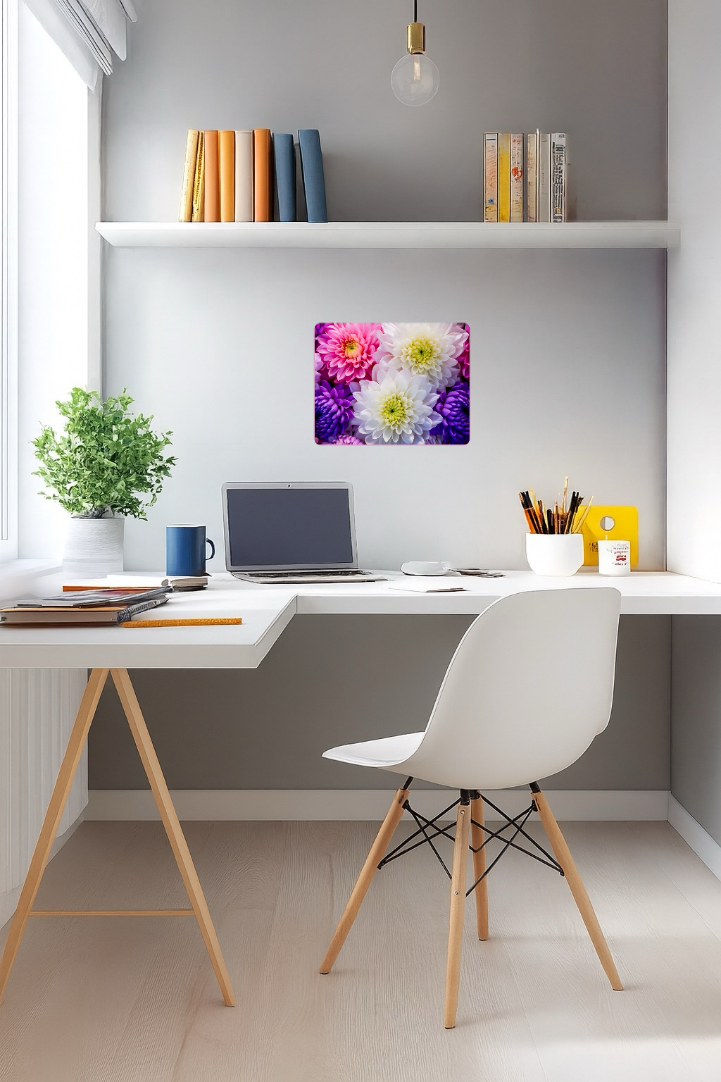 Colorful Flowers in Circular Arrangement - Large 11x14" Magnetic Wall or Fridge Art | Damage-Free Home & Dorm Décor by UARTWORK
