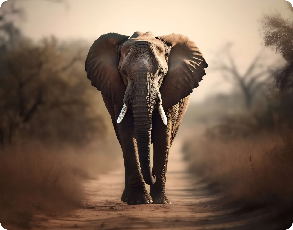 Elephant walking in a Wildlife Reserve on a Dirt Road - Large 11x14" Magnetic Wall or Fridge Art | Damage-Free Home & Dorm Décor by UARTWORK