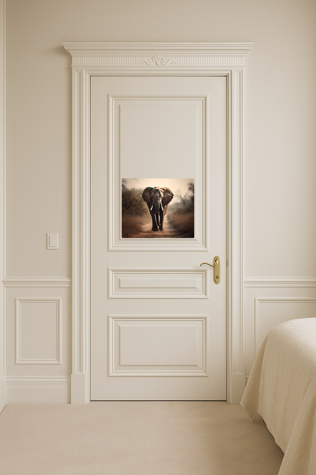 Elephant walking in a Wildlife Reserve on a Dirt Road - Large 11x14" Magnetic Wall or Fridge Art | Damage-Free Home & Dorm Décor by UARTWORK