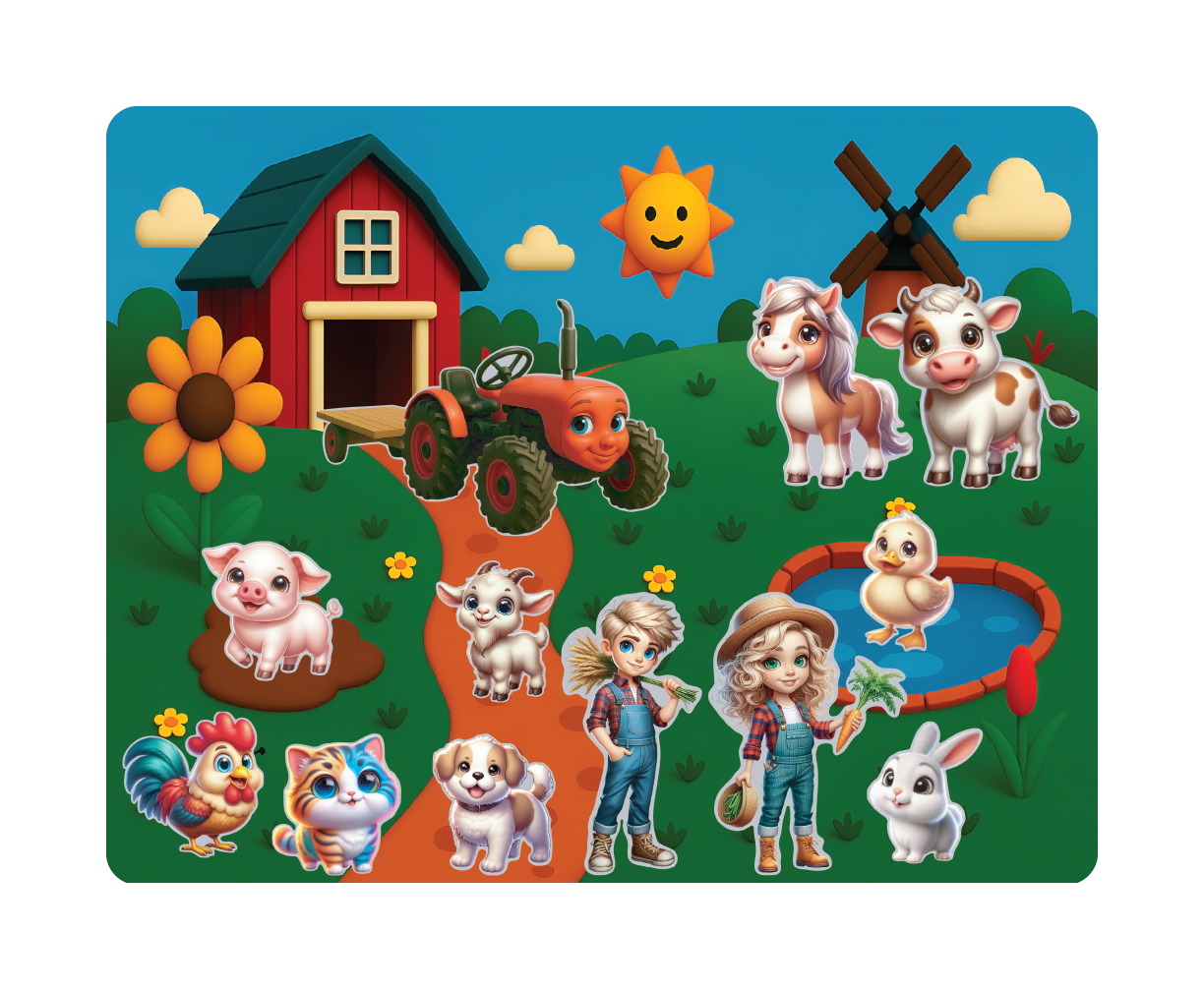 Farm Adventure - Magnetic Playset | Large 11x14" | Modern & Whimsical | Montessori STEM Play