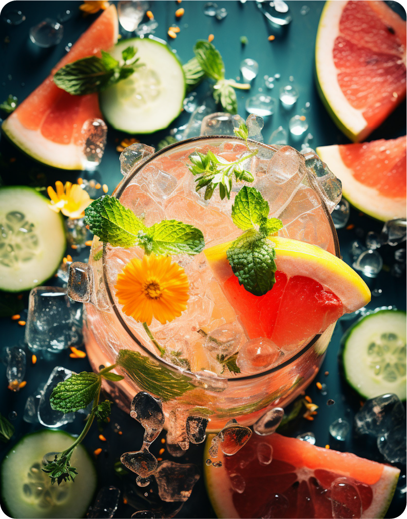 Frosty Grapefruit Mint Cocktail with Citrus Blossom - Large 11x14" Magnetic Wall or Fridge Art | Damage-Free Home & Dorm Décor by UARTWORK