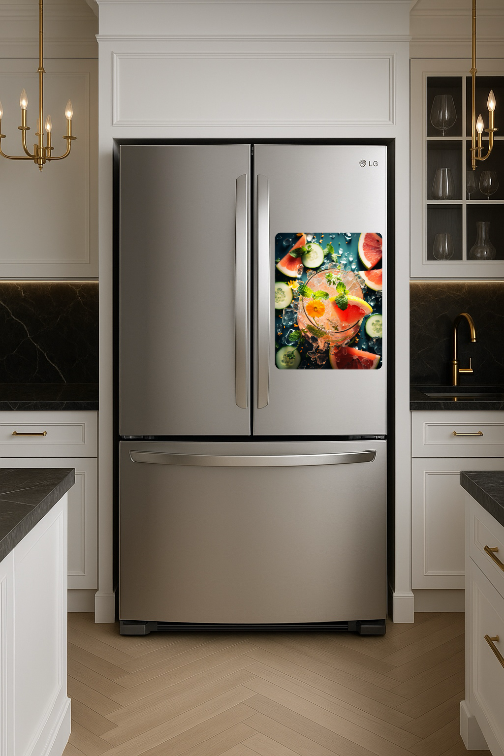 Frosty Grapefruit Mint Cocktail with Citrus Blossom - Large 11x14" Magnetic Wall or Fridge Art | Damage-Free Home & Dorm Décor by UARTWORK