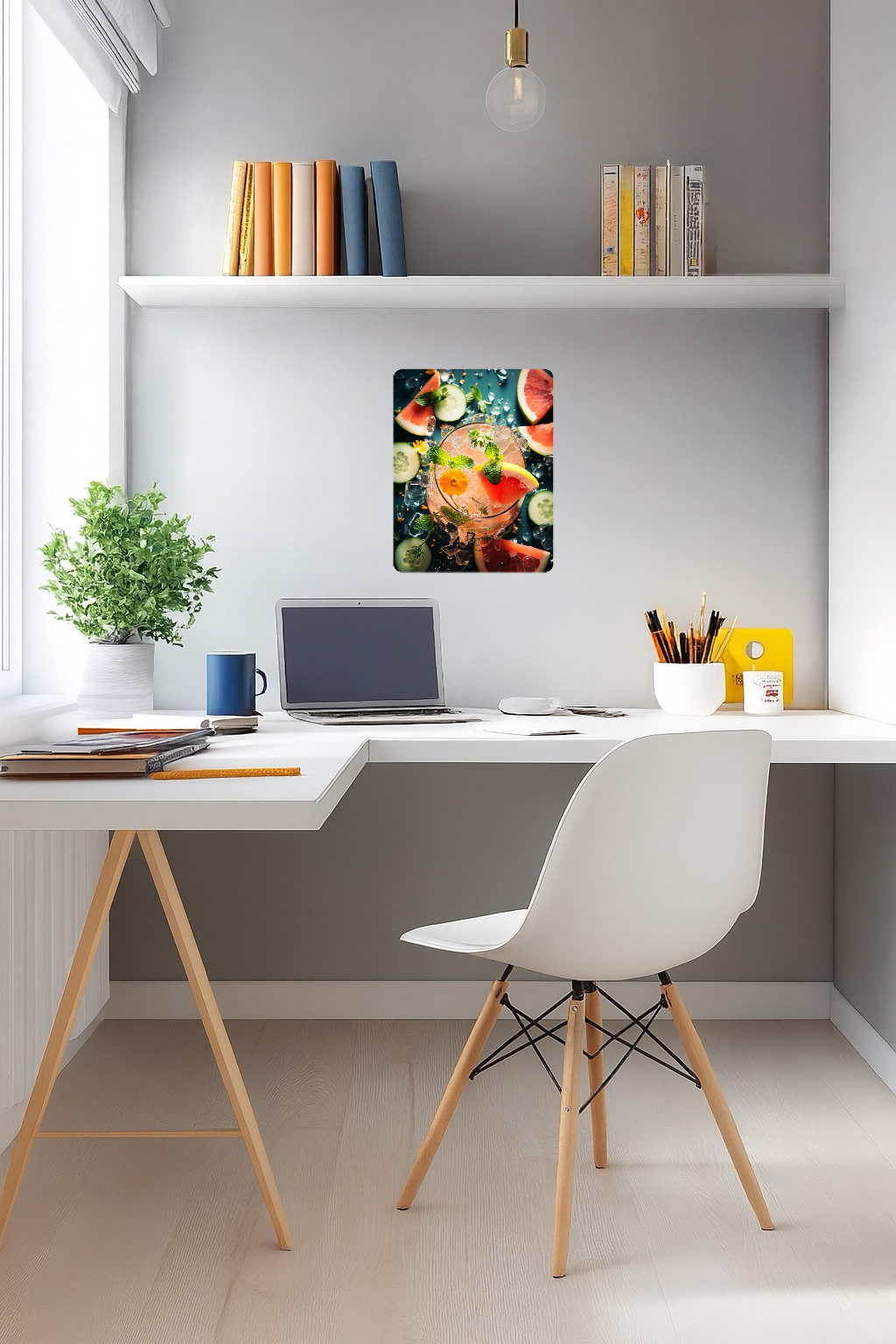 Frosty Grapefruit Mint Cocktail with Citrus Blossom - Large 11x14" Magnetic Wall or Fridge Art | Damage-Free Home & Dorm Décor by UARTWORK