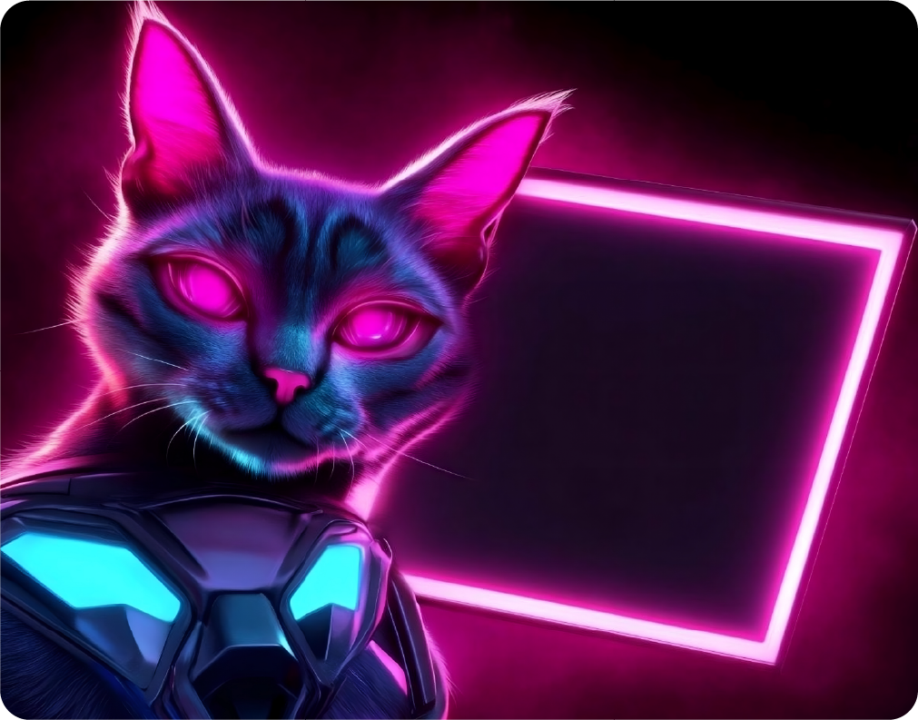 Futuristic Neon Cat - Large 11x14" Magnetic Wall or Fridge Art | Damage-Free Home & Dorm Décor by UARTWORK