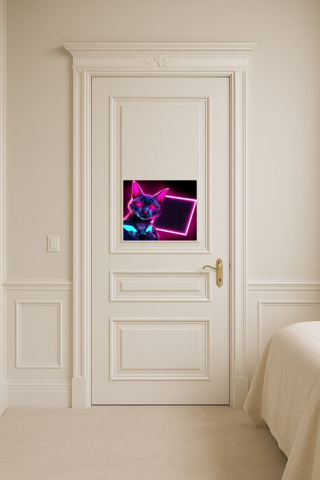 Futuristic Neon Cat - Large 11x14" Magnetic Wall or Fridge Art | Damage-Free Home & Dorm Décor by UARTWORK
