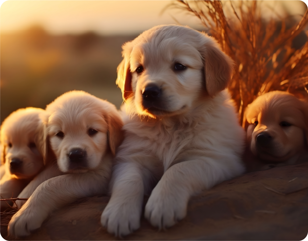 Golden Retriever Puppies in the Grass at Sunset - Large 11x14" Magnetic Wall or Fridge Art | Damage-Free Home & Dorm Décor by UARTWORK