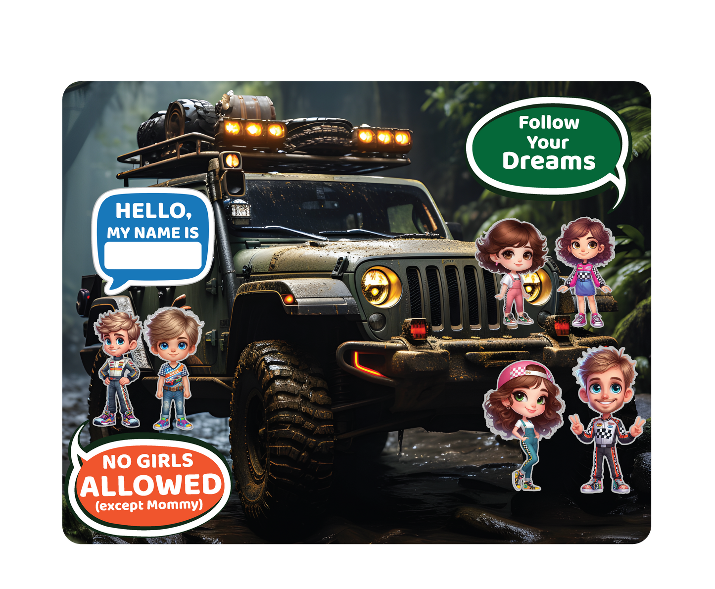 Jeep Adventure - Magnetic Playset | Large 11x14" | Modern & Whimsical | Montessori STEM Play