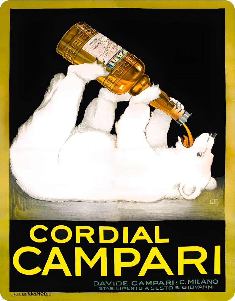 Cordial Campari - Polar Bear by Vintage Lavoie – Large 11x14" Magnetic Wall or Fridge Art | Damage-Free Home & Dorm Décor by UARTWORK
