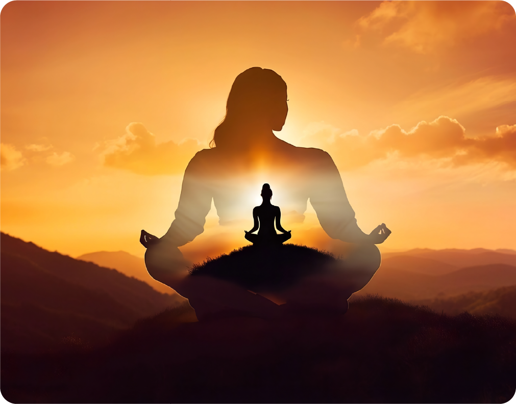 Peace and Serenity Woman Meditating in Nature with Sunset and Mountains - Large 11x14" Magnetic Wall or Fridge Art | Damage-Free Home & Dorm Décor by UARTWORK