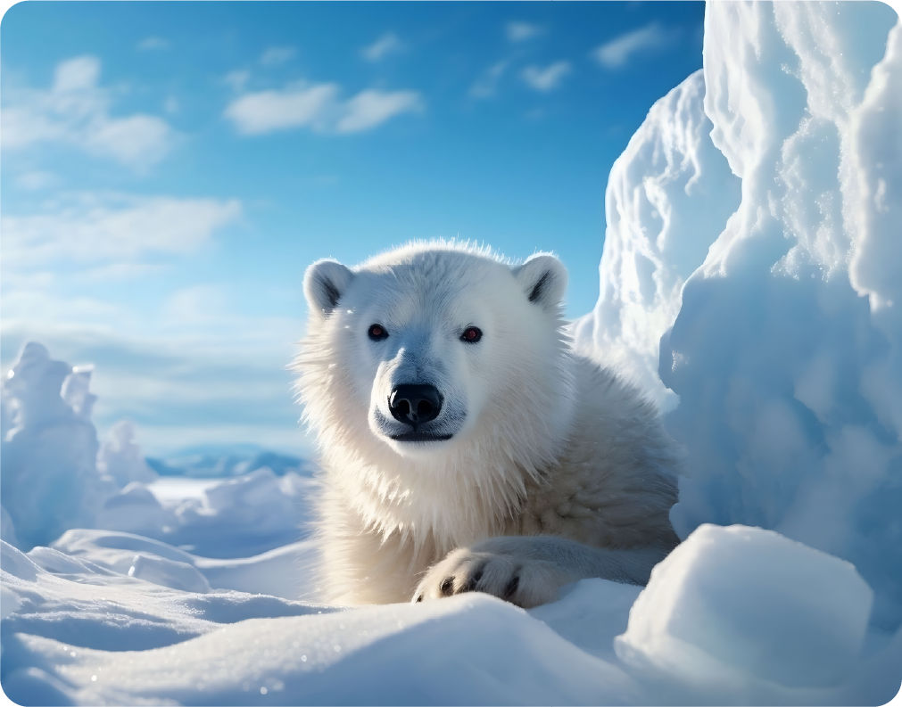 Polar Bear Standing on Ice Block in Snowy Landscape - Large 11x14" Magnetic Wall or Fridge Art | Damage-Free Home & Dorm Décor by UARTWORK
