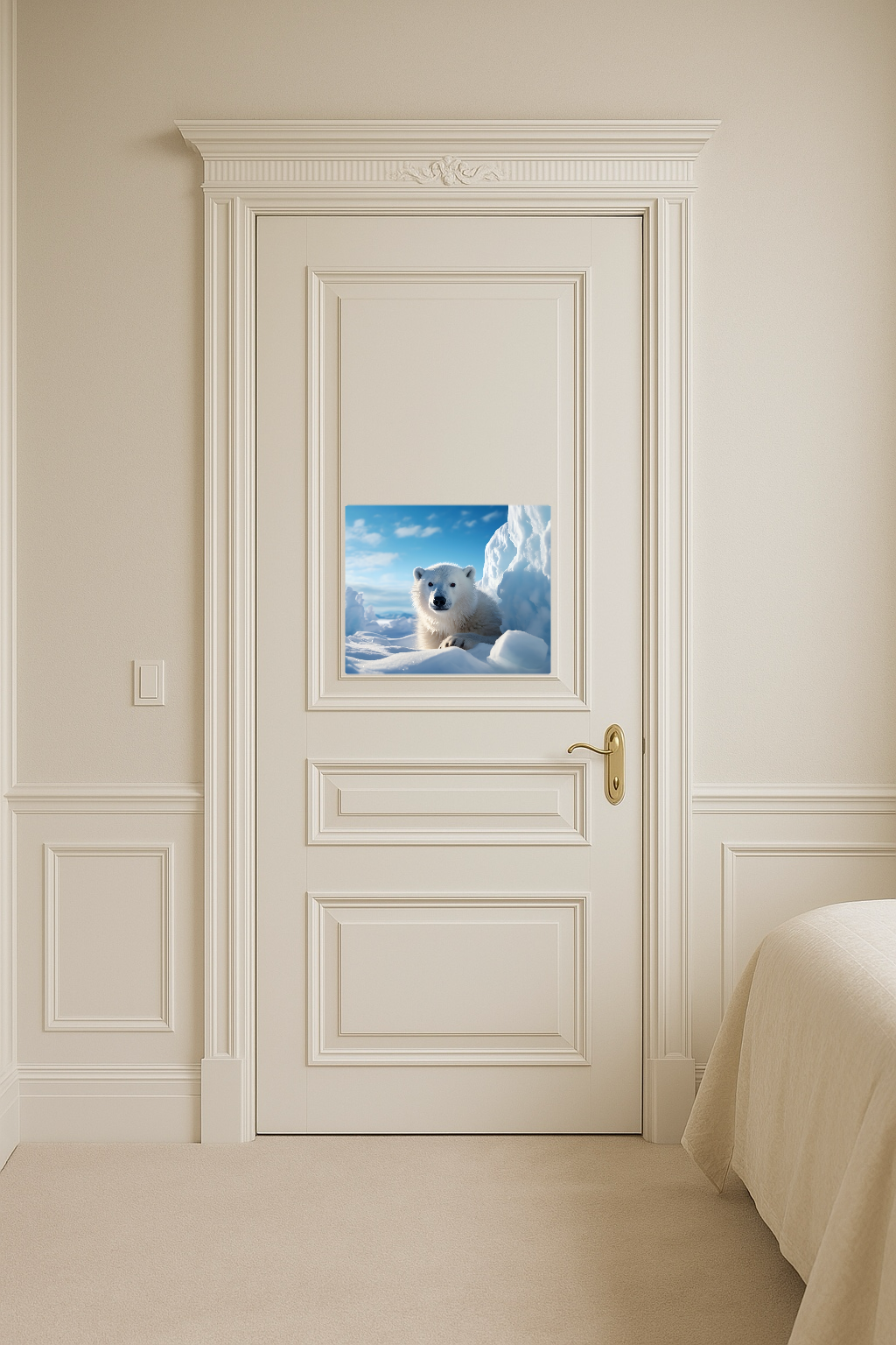Polar Bear Standing on Ice Block in Snowy Landscape - Large 11x14" Magnetic Wall or Fridge Art | Damage-Free Home & Dorm Décor by UARTWORK