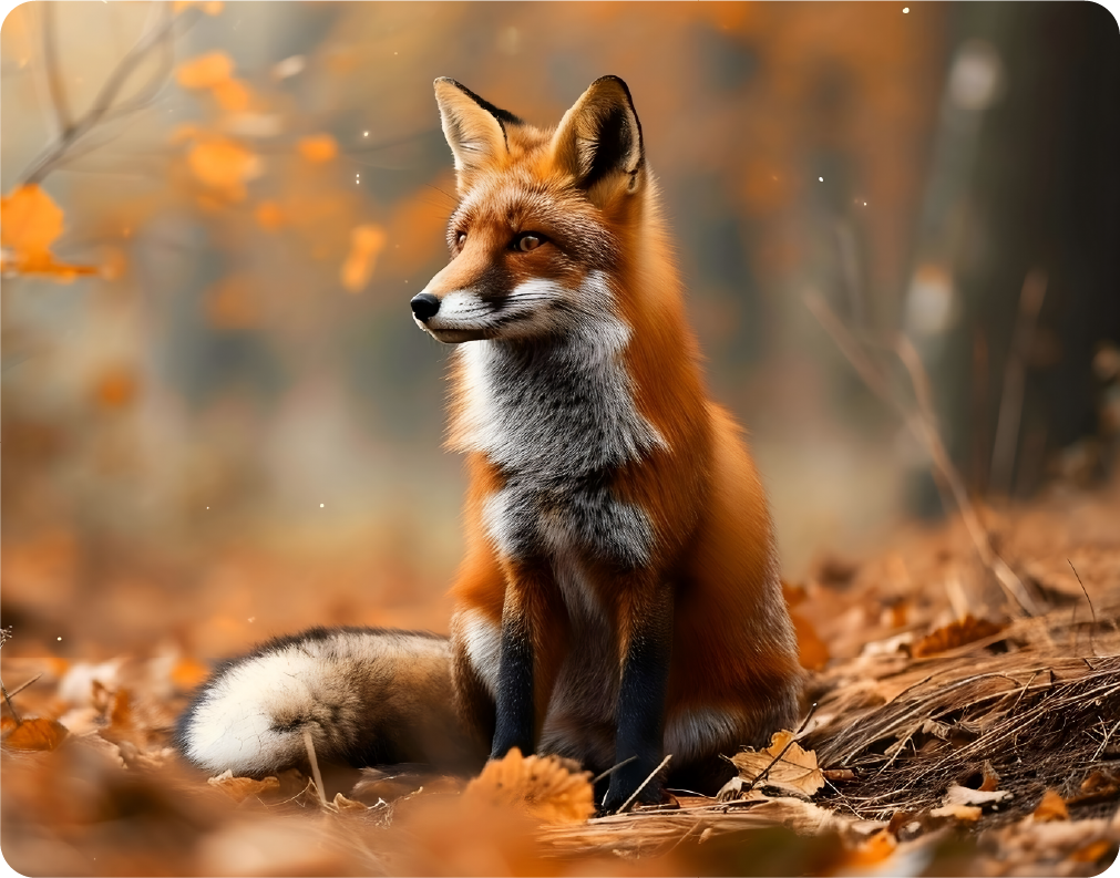 Red Fox in the Woods with Autumn Leaves - Large 11x14" Magnetic Wall or Fridge Art | Damage-Free Home & Dorm Décor by UARTWORK