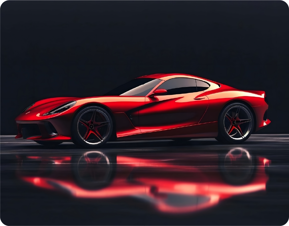 Red Sports Car Reflection on Dark Background - Large 11x14" Magnetic Wall or Fridge Art | Damage-Free Home & Dorm Décor by UARTWORK