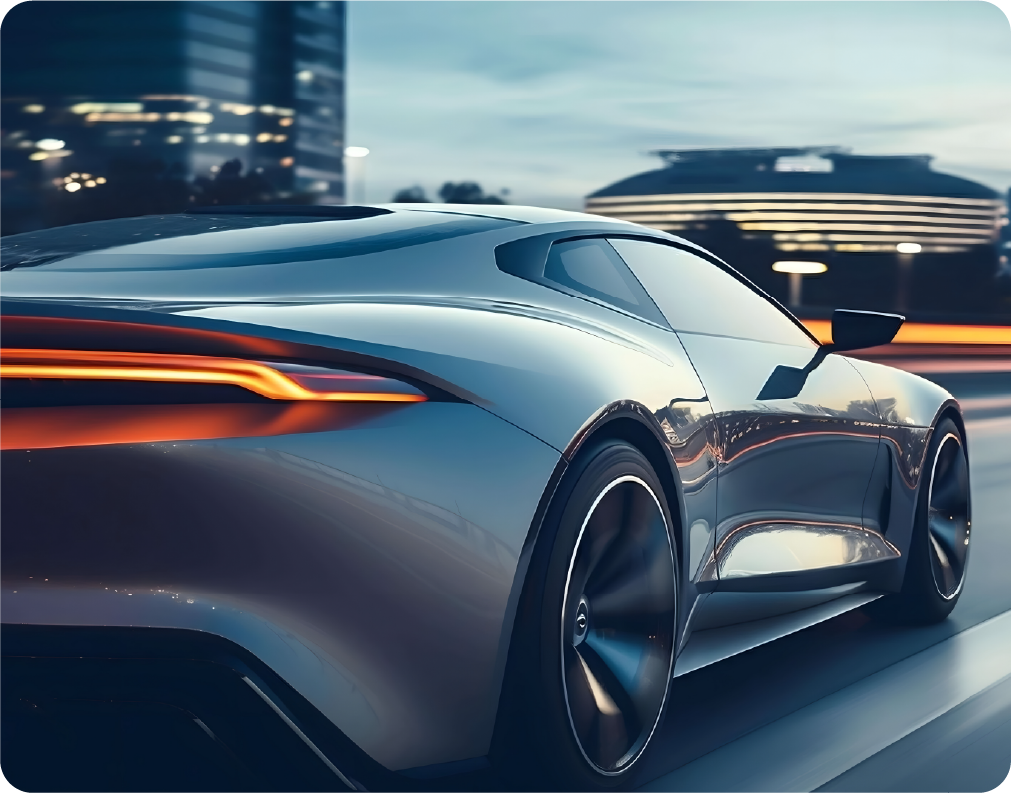 Sleek Silver Sports Car Driving Down the Street at Night - Large 11x14" Magnetic Wall or Fridge Art | Damage-Free Home & Dorm Décor by UARTWORK