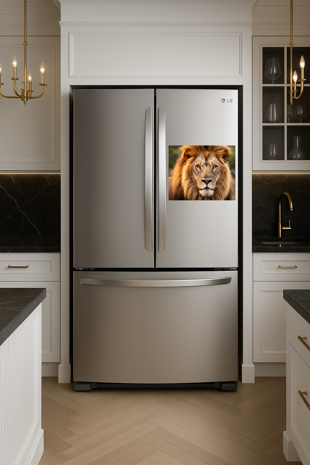 Stunning Close-up of a Lion's Face with Intense Expression - Large 11x14" Magnetic Wall or Fridge Art | Damage-Free Home & Dorm Décor by UARTWORK