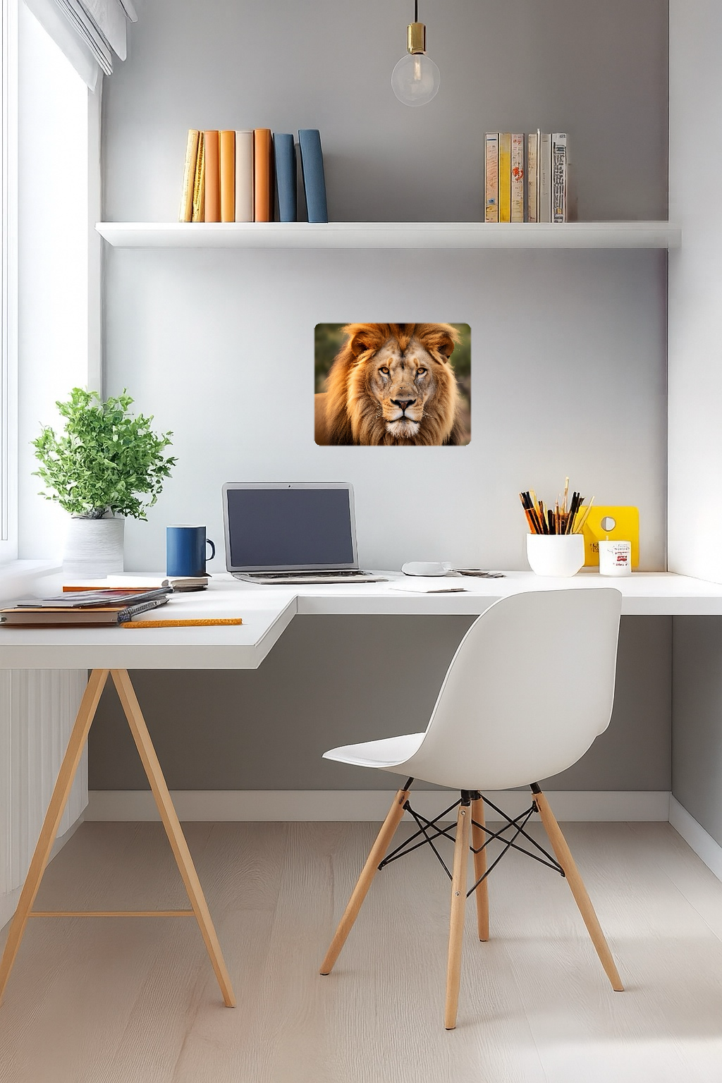 Stunning Close-up of a Lion's Face with Intense Expression - Large 11x14" Magnetic Wall or Fridge Art | Damage-Free Home & Dorm Décor by UARTWORK