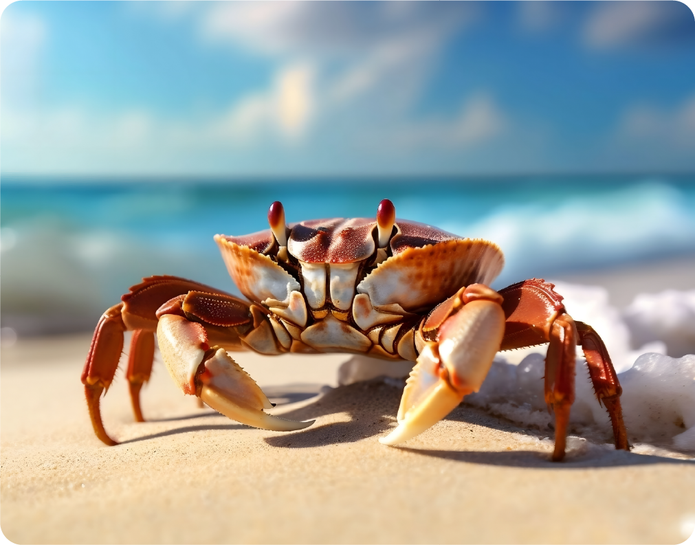Stunning Image of Crab on White Sandy Beach - Large 11x14" Magnetic Wall or Fridge Art | Damage-Free Home & Dorm Décor by UARTWORK