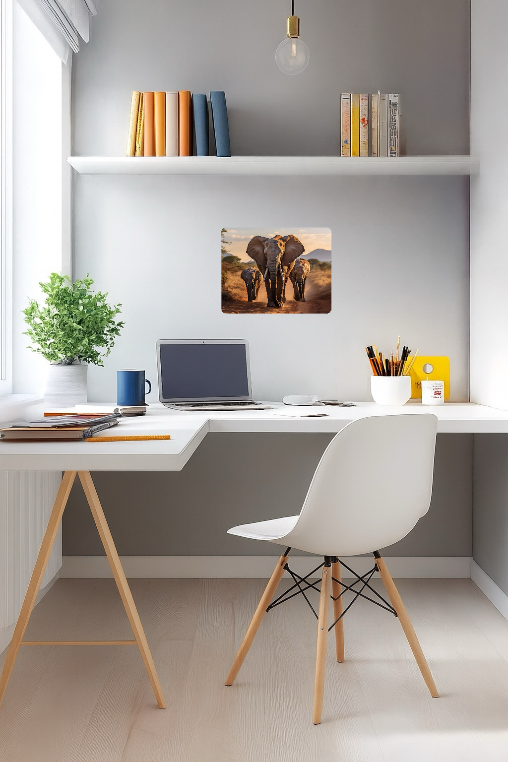 Stunning Image of Elephants Walking in the Wilderness - Large 11x14" Magnetic Wall or Fridge Art | Damage-Free Home & Dorm Décor by UARTWORK