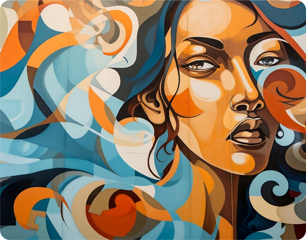 Stunning Image of a Woman with Colorful Abstract Background - Large 11x14" Magnetic Wall or Fridge Art | Damage-Free Home & Dorm Décor by UARTWORK