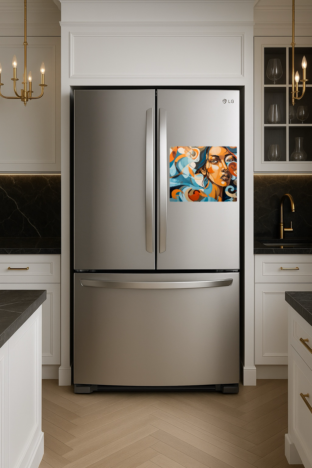 Stunning Image of a Woman with Colorful Abstract Background - Large 11x14" Magnetic Wall or Fridge Art | Damage-Free Home & Dorm Décor by UARTWORK