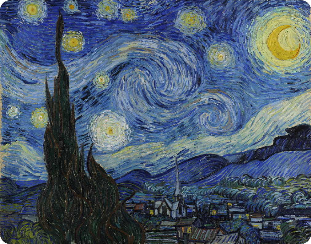Van Gogh - Starry Night - Large 11x14" Magnetic Wall or Fridge Art | Damage-Free Home & Dorm Décor by UARTWORK