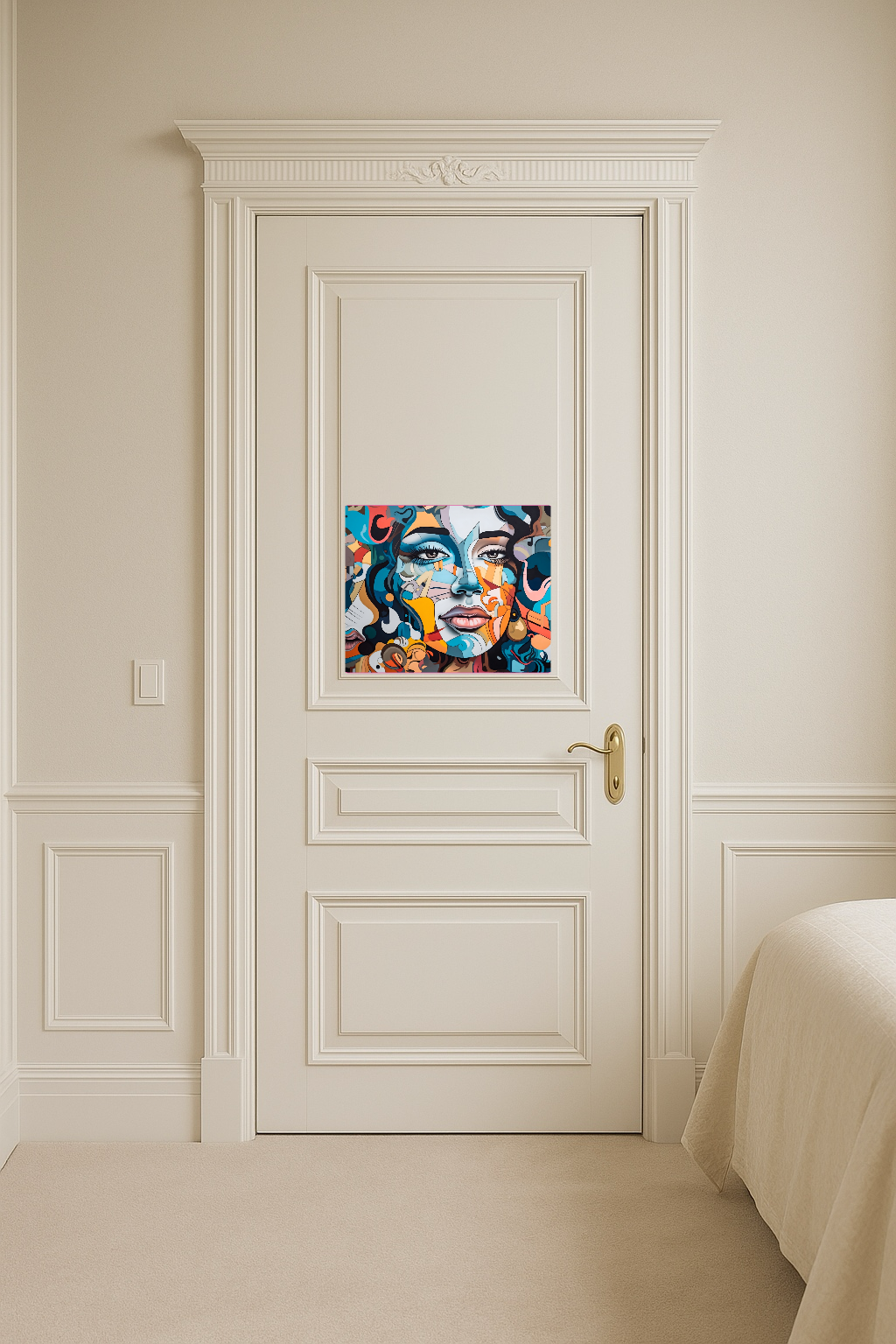 Vibrant and Playful Image of a Woman with a Colorful Abstract Face - Large 11x14" Magnetic Wall or Fridge Art | Damage-Free Home & Dorm Décor by UARTWORK