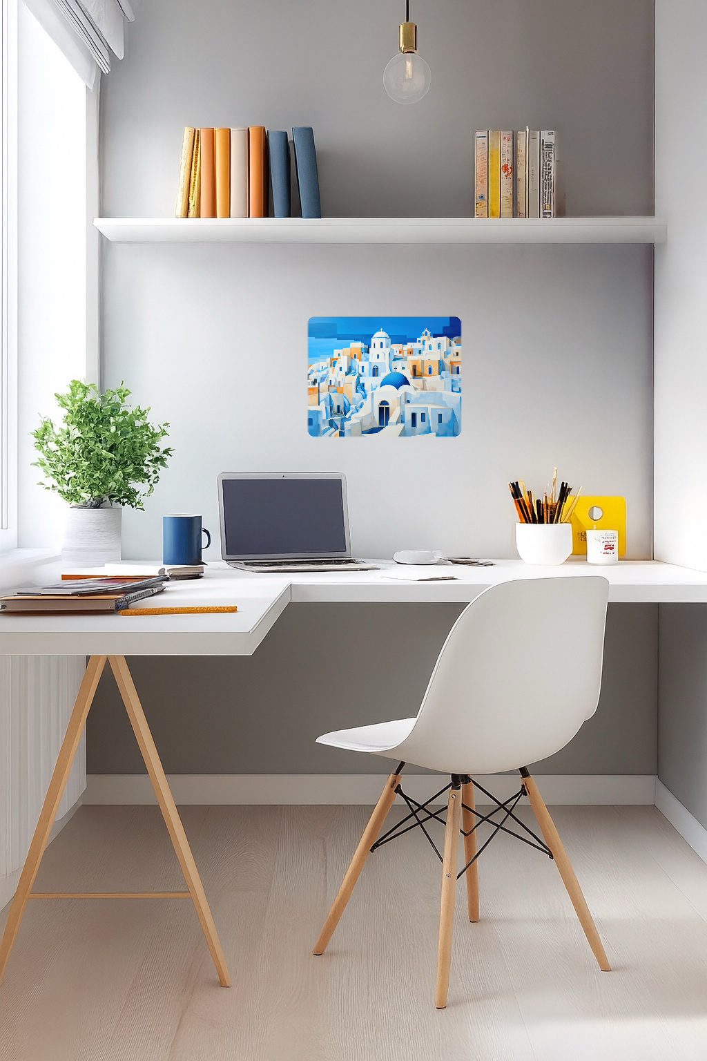 Abstract Santorini in Greece - Large 11x14" Magnetic Wall or Fridge Art | Damage-Free Home & Dorm Décor by UARTWORK