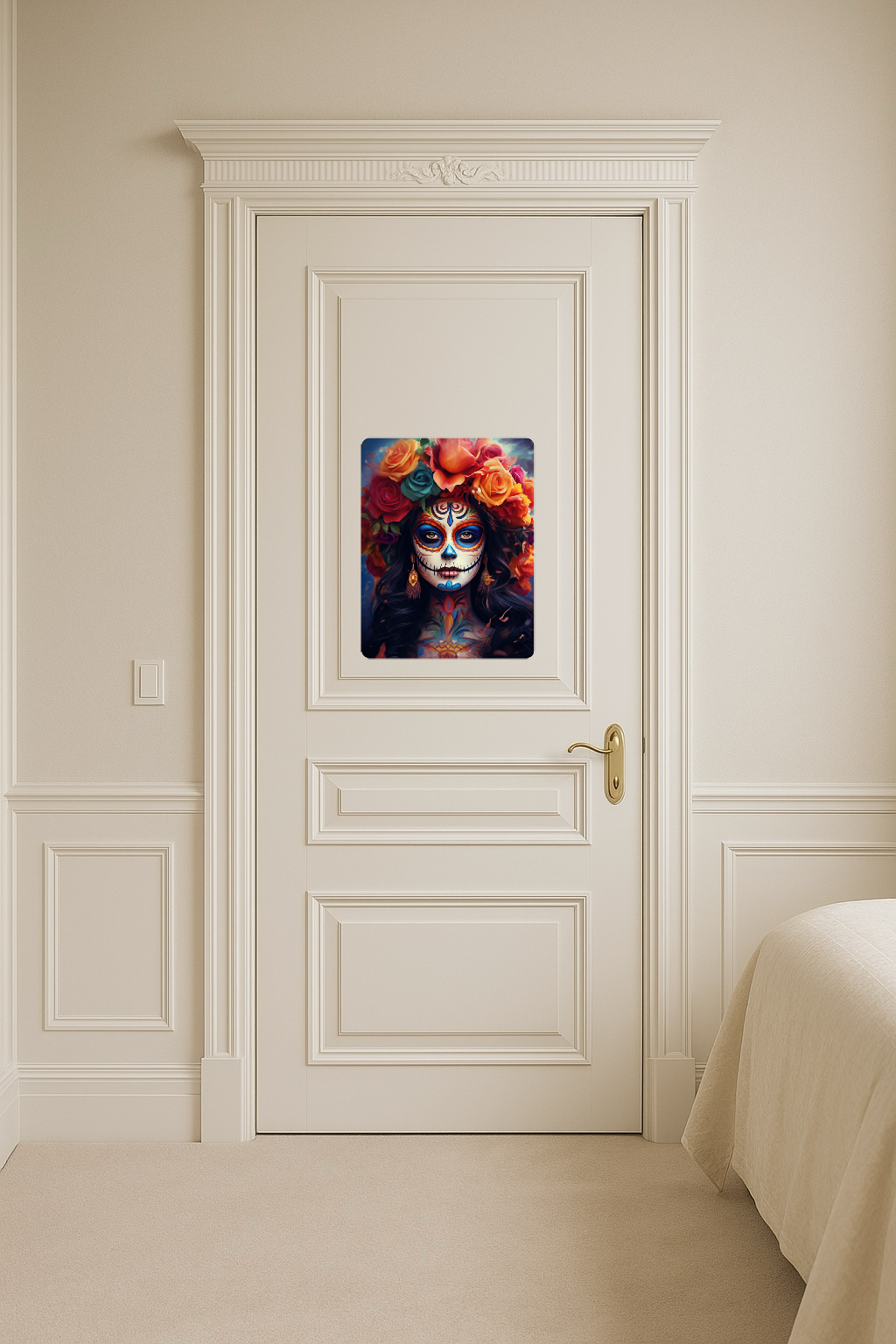 Colorful La Calavera Catrina With Skull Makeup - Large 11x14" Magnetic Wall or Fridge Art | Damage-Free Home & Dorm Décor by UARTWORK