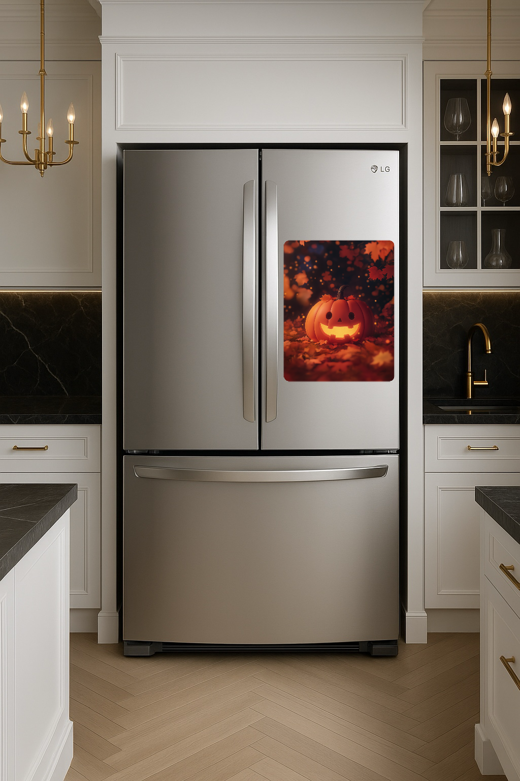 Cute Smiling Halloween Jack-o-Lantern - Large 11x14" Magnetic Wall or Fridge Art | Damage-Free Home & Dorm Décor by UARTWORK