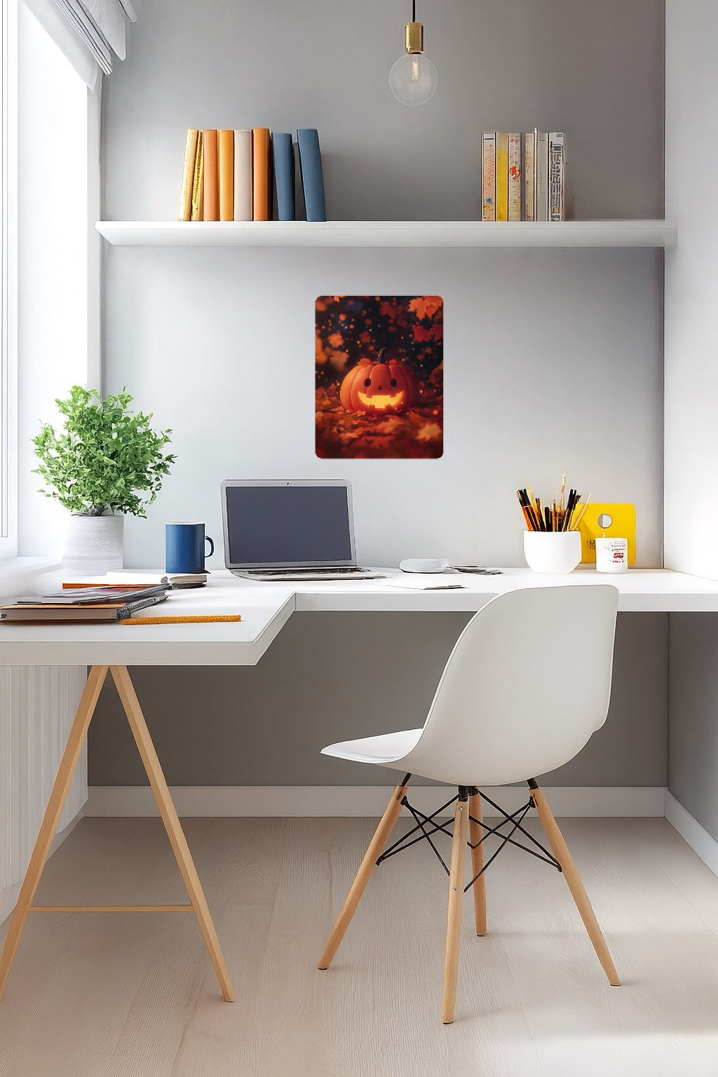 Cute Smiling Halloween Jack-o-Lantern - Large 11x14" Magnetic Wall or Fridge Art | Damage-Free Home & Dorm Décor by UARTWORK