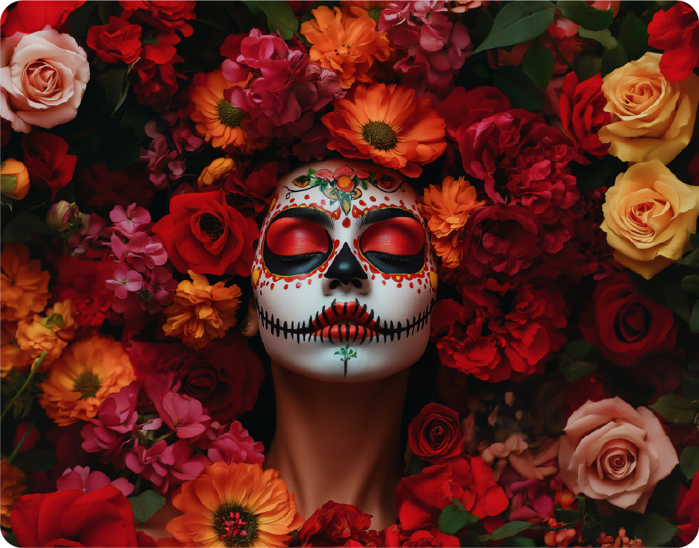 Dia De Los Muertos Flowers - Large 11x14" Magnetic Wall or Fridge Art | Damage-Free Home & Dorm Décor by UARTWORK
