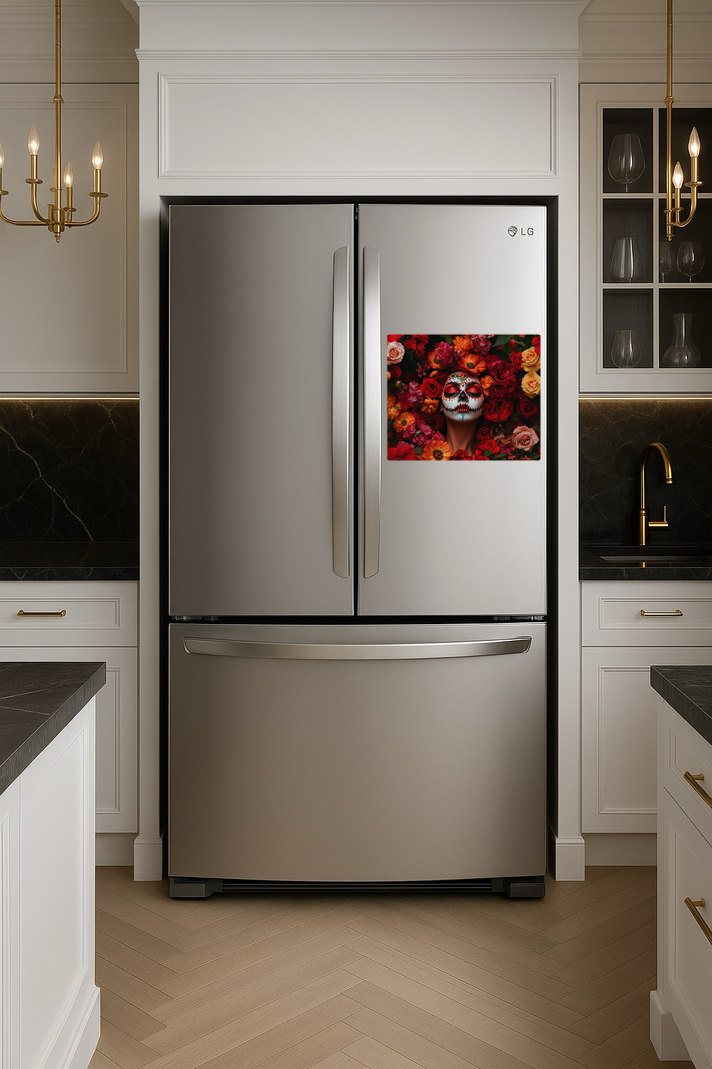 Dia De Los Muertos Flowers - Large 11x14" Magnetic Wall or Fridge Art | Damage-Free Home & Dorm Décor by UARTWORK