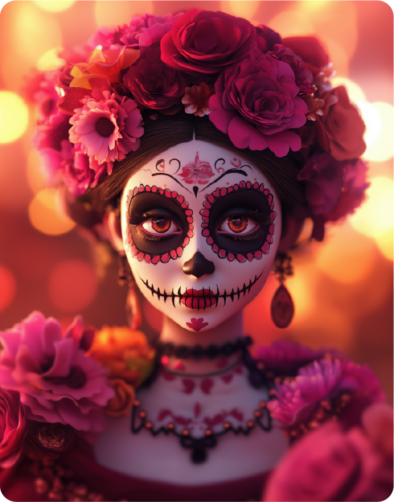 Fairytale Character with Dia De Los Muertos Makeup - Large 11x14" Magnetic Wall or Fridge Art | Damage-Free Home & Dorm Décor by UARTWORK