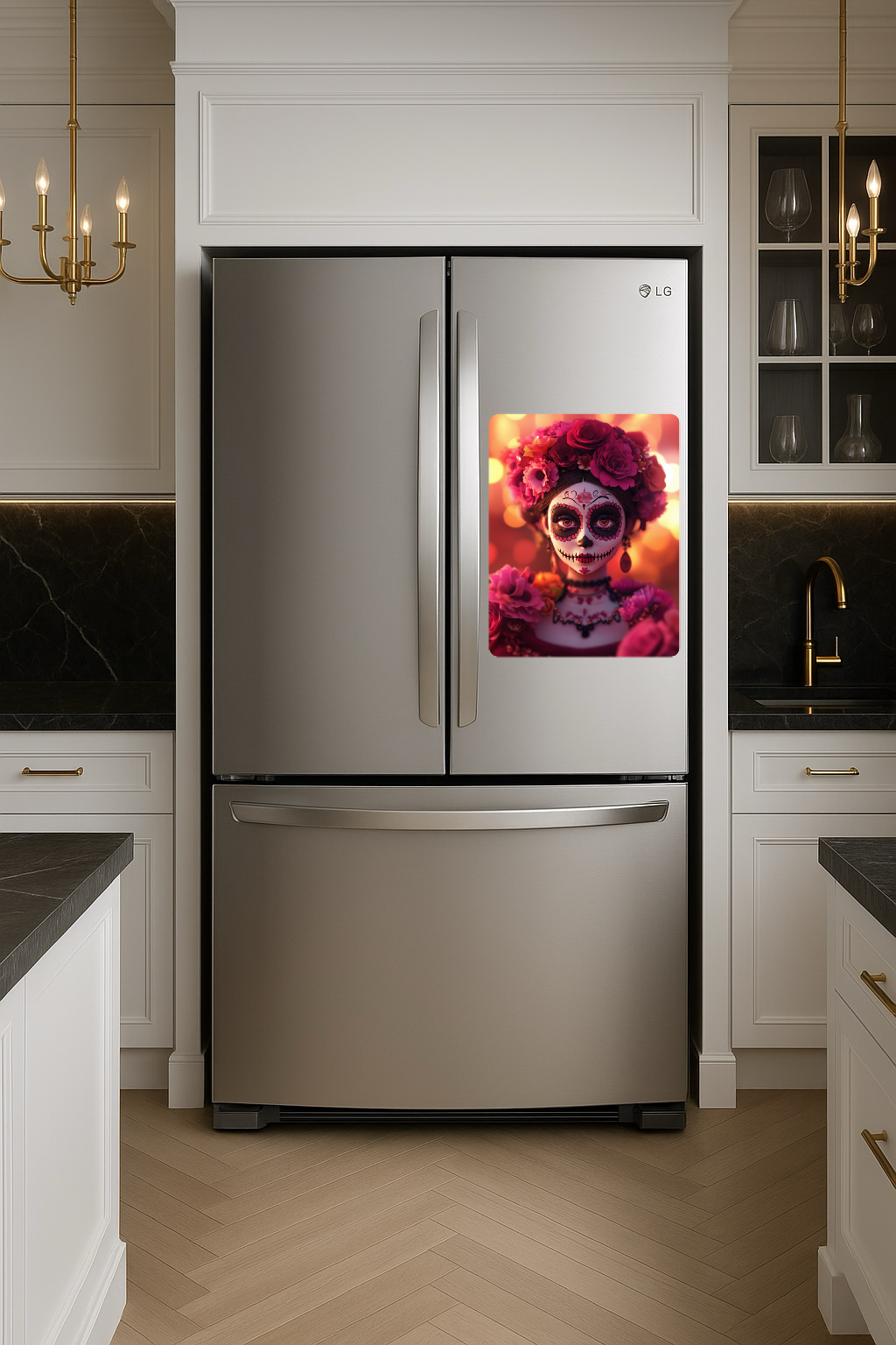 Fairytale Character with Dia De Los Muertos Makeup - Large 11x14" Magnetic Wall or Fridge Art | Damage-Free Home & Dorm Décor by UARTWORK