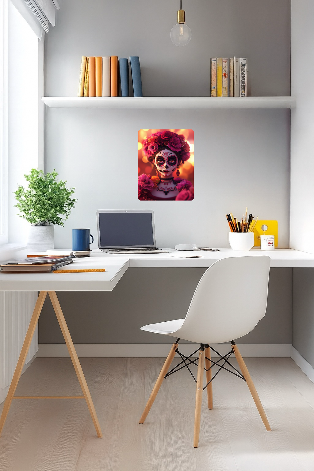 Fairytale Character with Dia De Los Muertos Makeup - Large 11x14" Magnetic Wall or Fridge Art | Damage-Free Home & Dorm Décor by UARTWORK