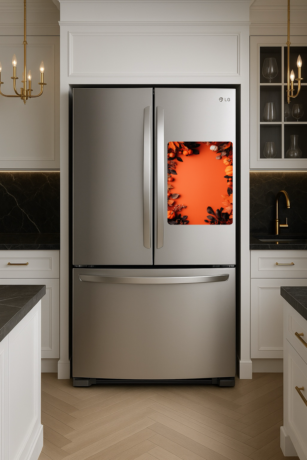 Fall Background with Halloween Pumpkins - Large 11x14" Magnetic Wall or Fridge Art | Damage-Free Home & Dorm Décor by UARTWORK