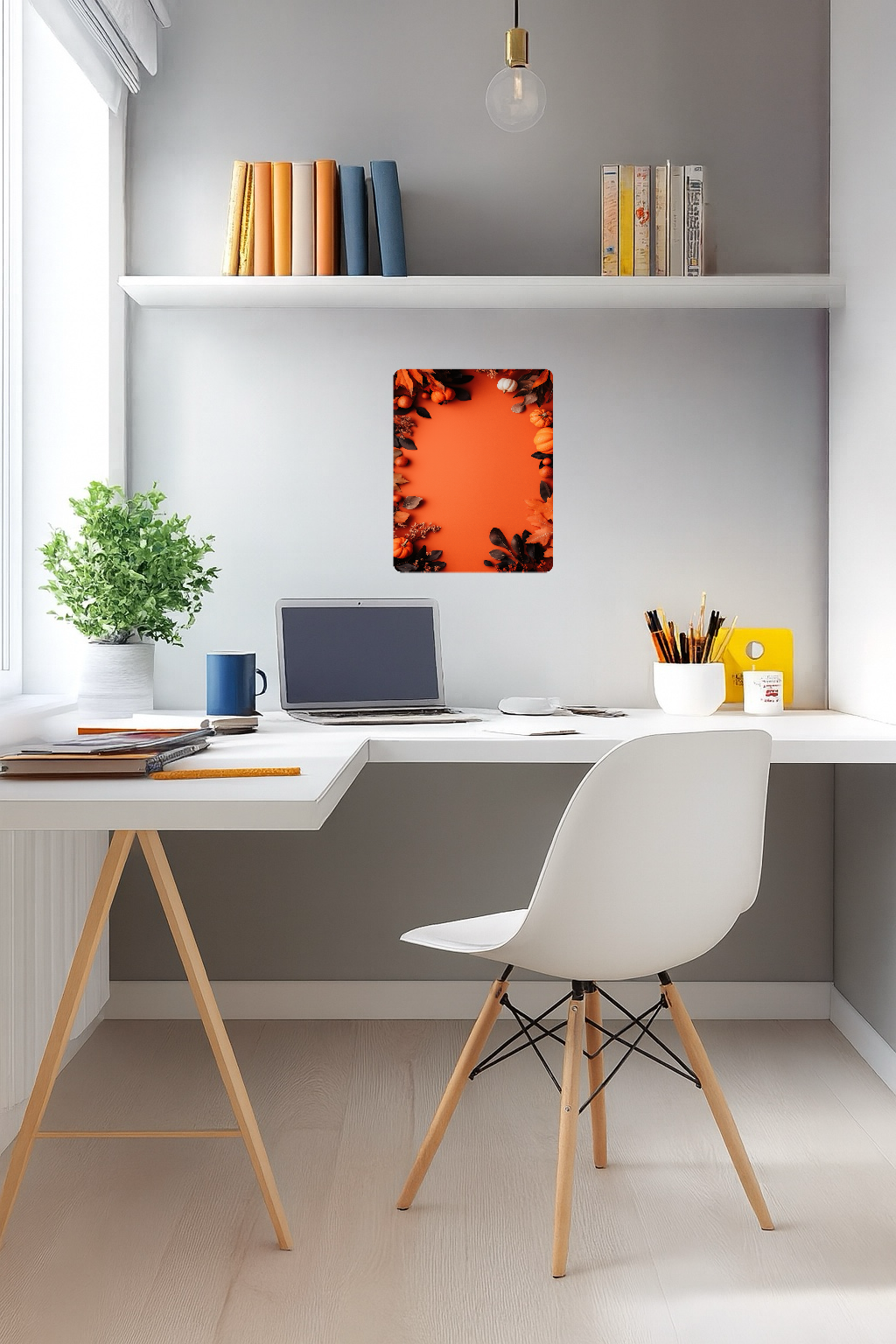 Fall Background with Halloween Pumpkins - Large 11x14" Magnetic Wall or Fridge Art | Damage-Free Home & Dorm Décor by UARTWORK