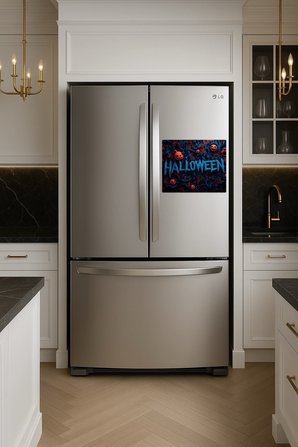 Halloween with Creepy Faces - Large 11x14" Magnetic Wall or Fridge Art | Damage-Free Home & Dorm Décor by UARTWORK