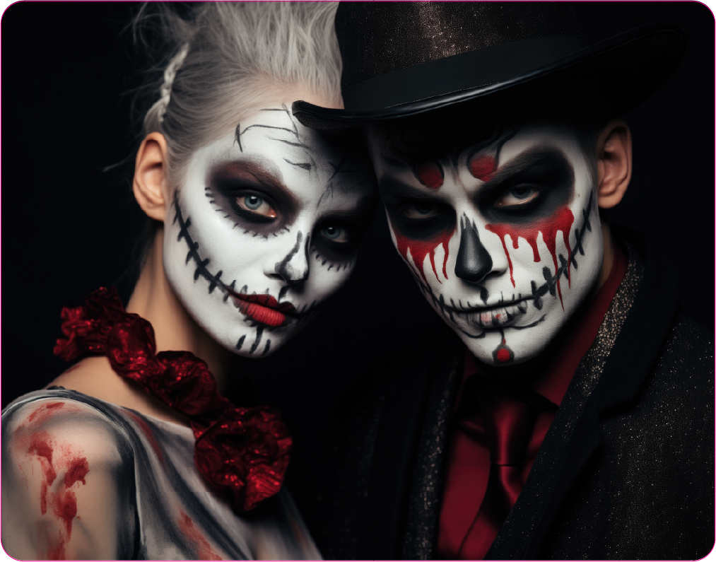 Halloween Couple - Large 11x14" Magnetic Wall or Fridge Art | Damage-Free Home & Dorm Décor by UARTWORK