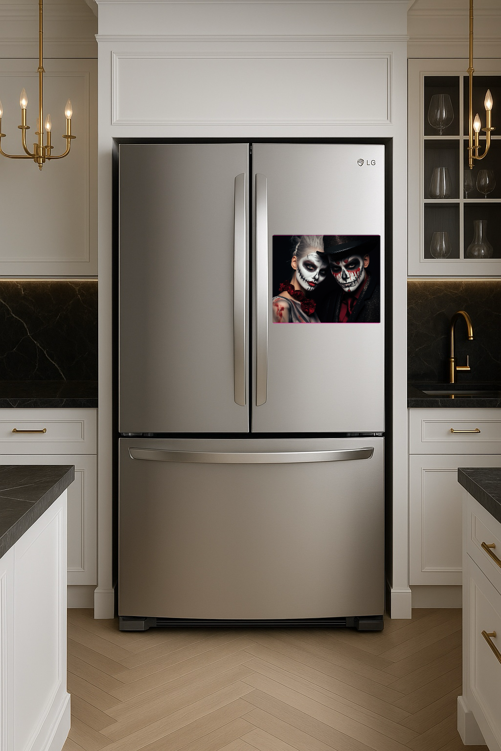 Halloween Couple - Large 11x14" Magnetic Wall or Fridge Art | Damage-Free Home & Dorm Décor by UARTWORK